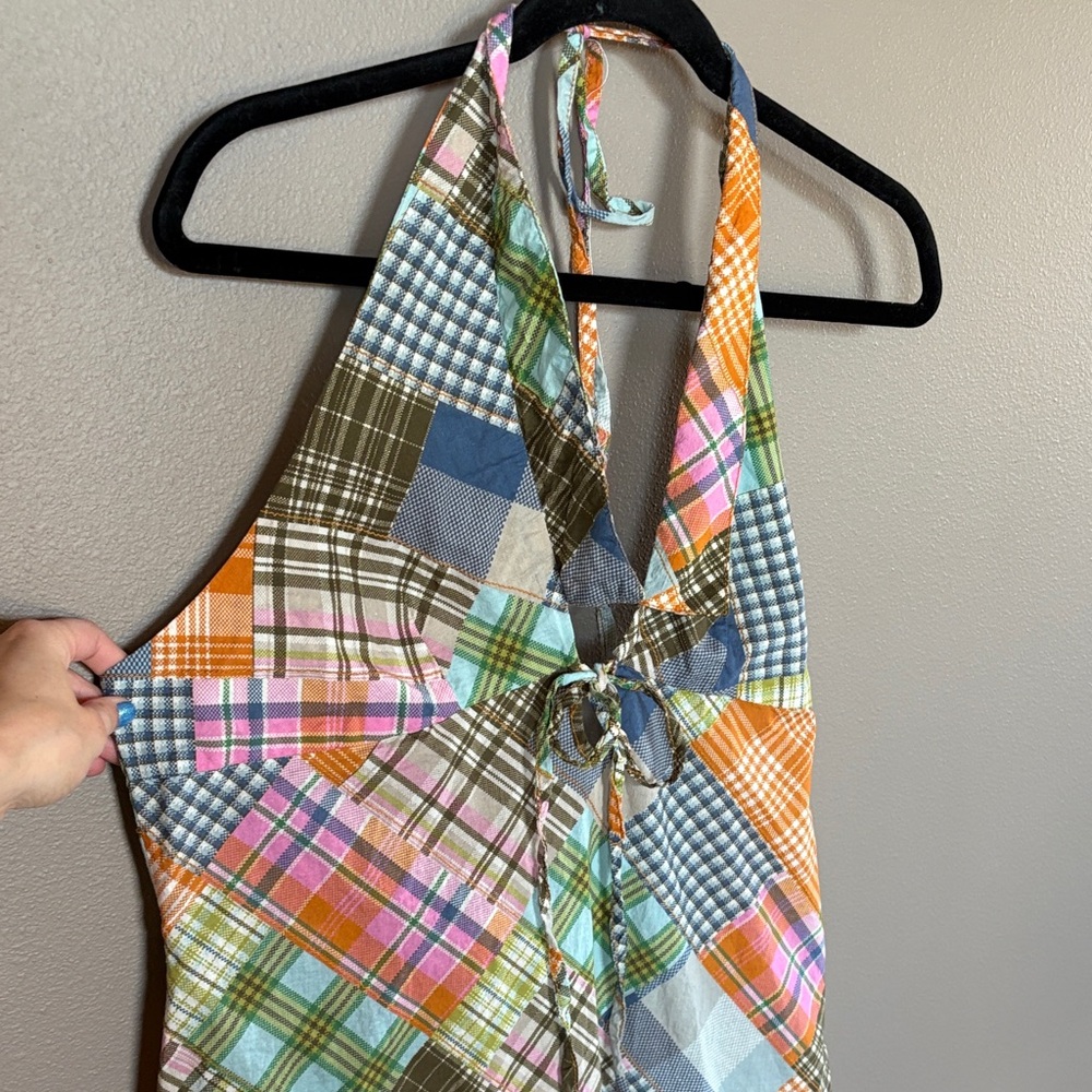 Danny Madras BDG Vibrant Patchwork Halter Dress Vintage Inspired 100% Cotton - Picture 6 of 14